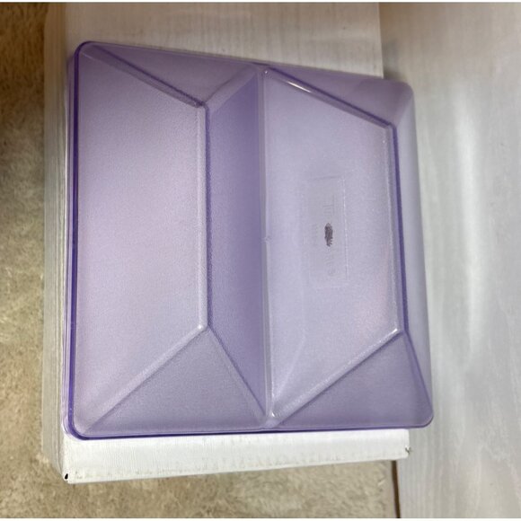 Vintage TUPPERWARE Get Togethers #1386 Divided Square BLUE Container with Lid - Picture 6 of 11